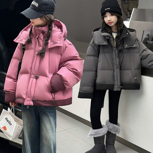 女童冬季棉服2025新款中大童儿童韩版时尚百搭加厚短款棉衣外套冬