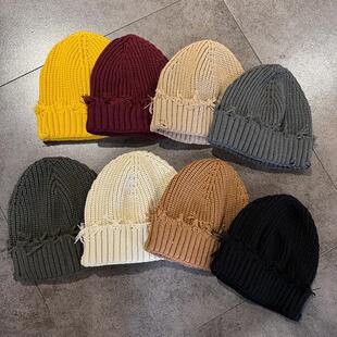 日系乞丐破洞针织帽男女秋冬复古时髦保暖冷帽嘻哈街头流氓地主帽