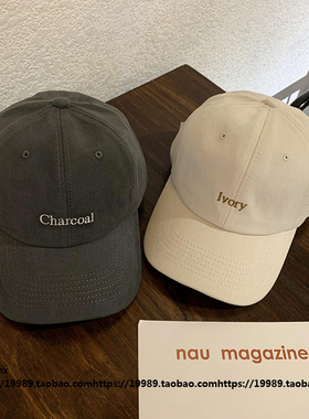 日系潮牌小众灰色帽子女显脸小卡其色百搭鸭舌帽夏季遮阳棒球帽男