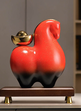 简约现代马上有钱摆件陶瓷生肖马客厅电视柜玄关装饰摆设乔迁送礼