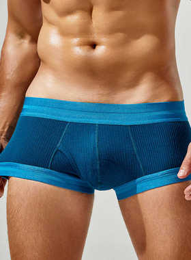 青叔24202性感男士内裤薄款粘纤平角内裤纯色简约舒适透气四角裤