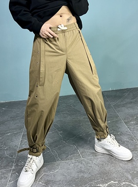 青叔 1867美式宽松棉简约时尚束脚裤工装裤潮牌老爹百搭休闲裤男