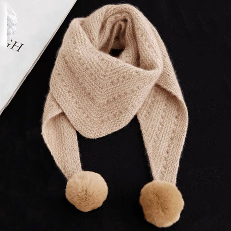 三角巾毛球披肩女小搭肩保暖外搭护颈肩2025新款针织韩版百搭