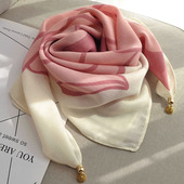 磁吸扣小丝巾方巾女系脖高级感围巾春秋护颈女2025新款 棉麻围巾
