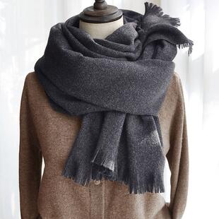 羊绒围巾女冬季韩国东大门2024年爆款灰色无须秋冬厚款百搭围脖
