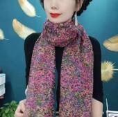 大纱巾春秋围巾百搭 妈妈款 防晒碎花丝巾女夏季 优柔纱碎花沙巾薄款