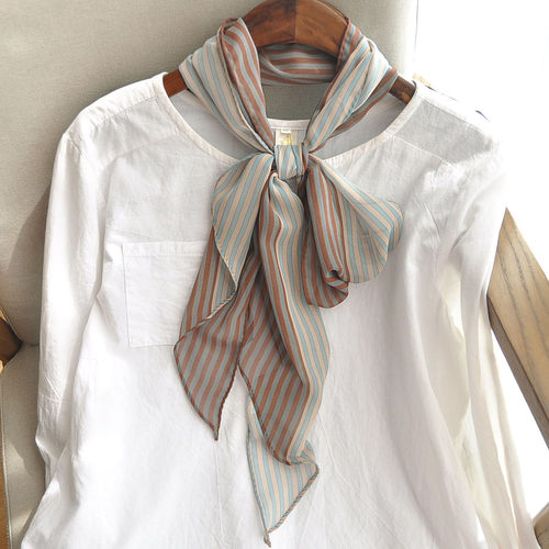 细长条小丝巾条纹护颈小领巾