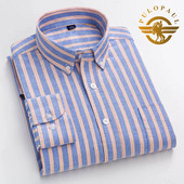 保罗秋季 纯棉牛津纺复古休闲宽松打底全棉条纹衬衣潮 衬衫 男士 长袖