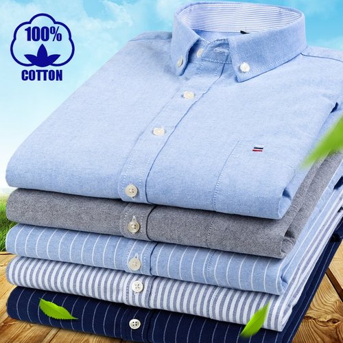 纯棉牛津纺纯棉衬衫中年加肥大码