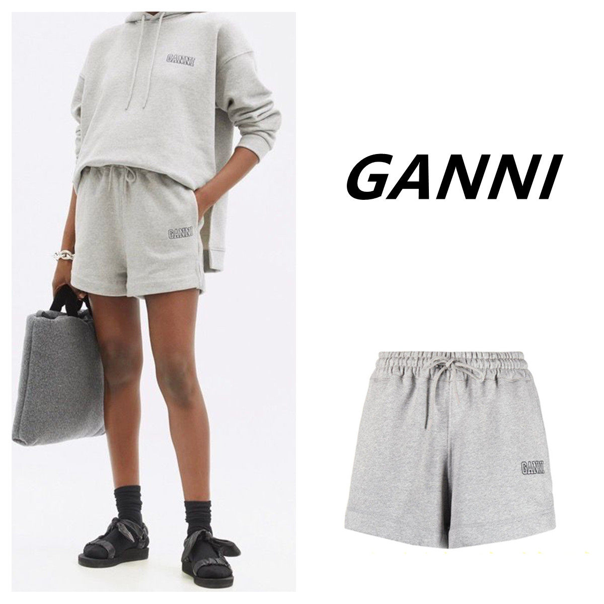 折扣现货GANNI 21春夏新品 字母刺绣logo宽松休闲 直筒运动短裤|ruв категории Женская одежда, брюки, брюки - от Buy2taobao.com для оказания профессиональной услуги покупки агента Taobao