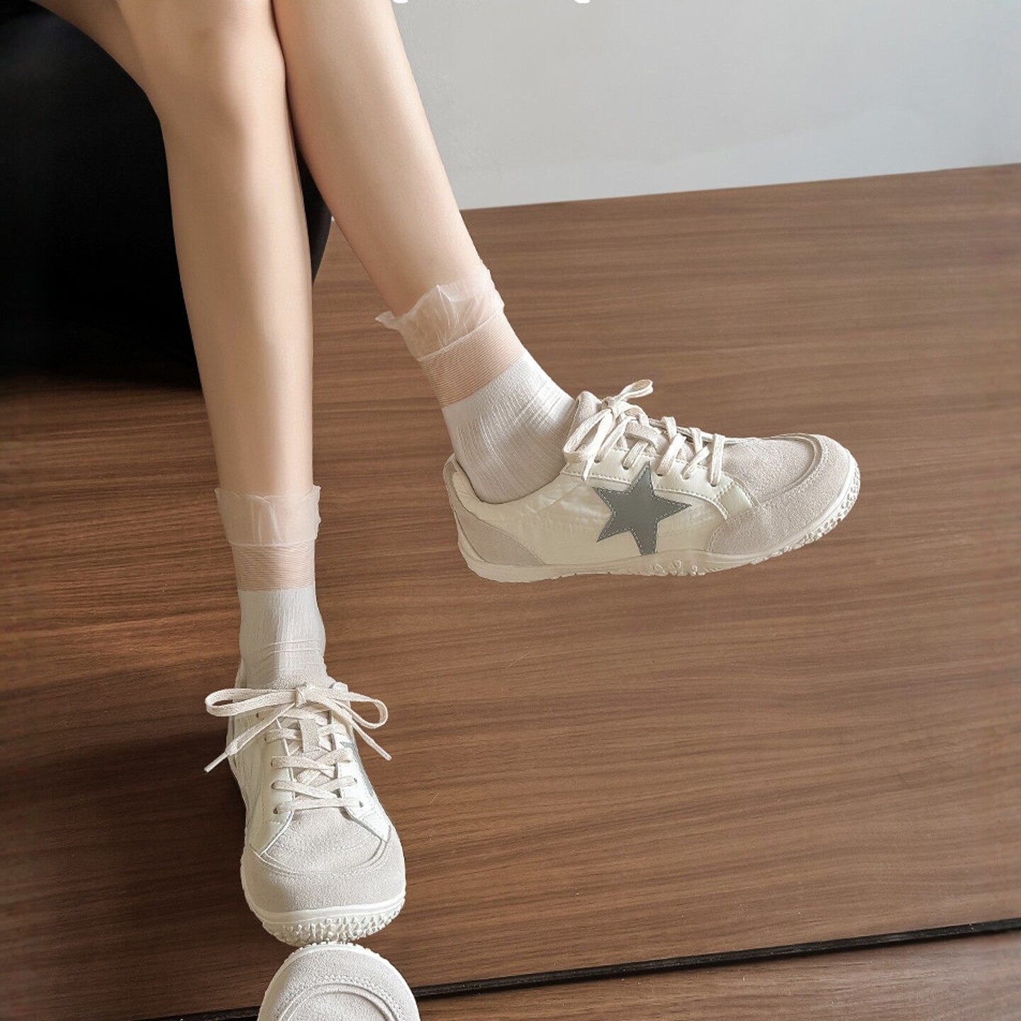 复古星星休闲德训鞋女图片
