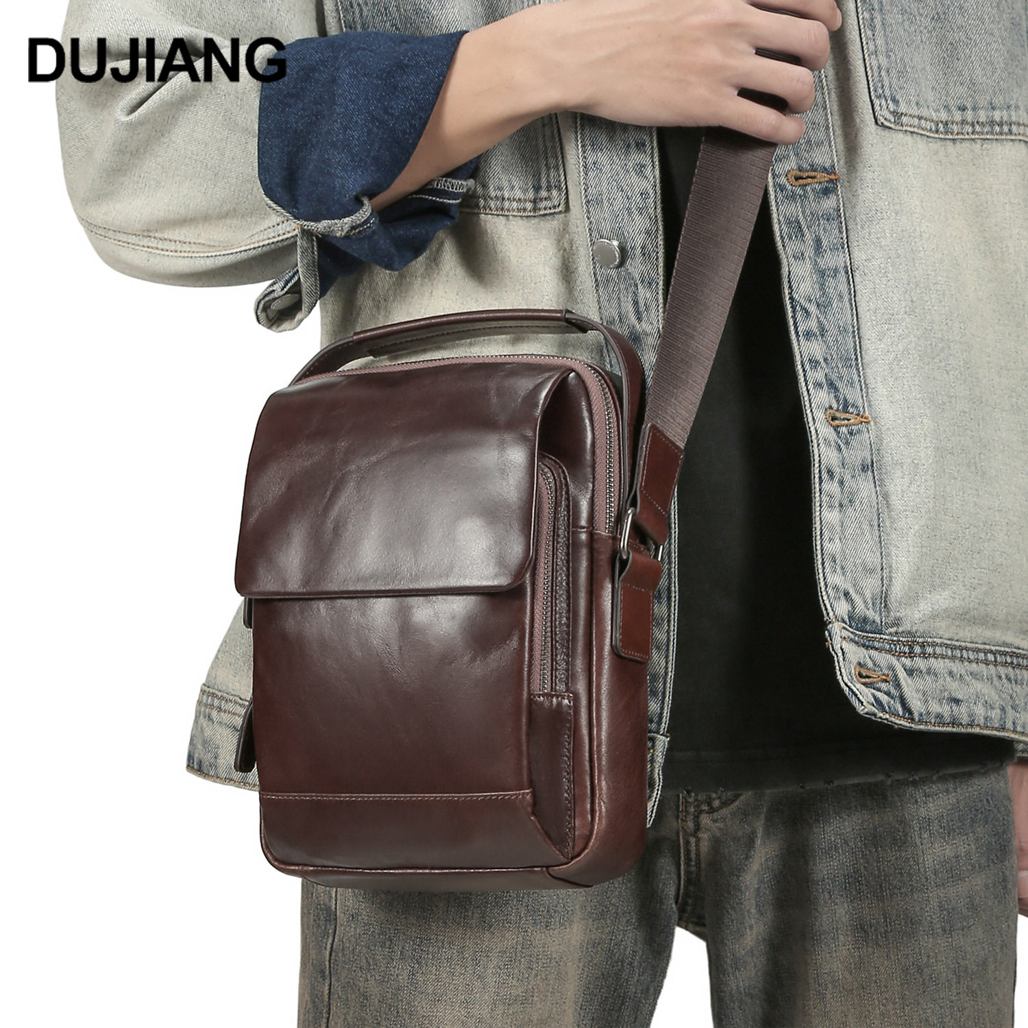外贸新款欧式休闲斜挎包男包复古