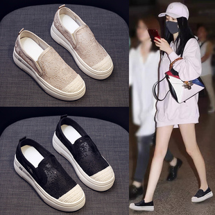 厚底内增高渔夫鞋女小香风2024年春秋新款时尚休闲单鞋女平底透气