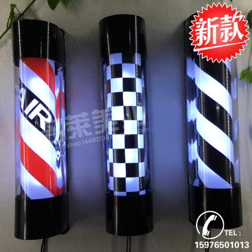 水晶红黑格发廊转灯 半圆形设计美发转灯 红蓝双条纹转灯