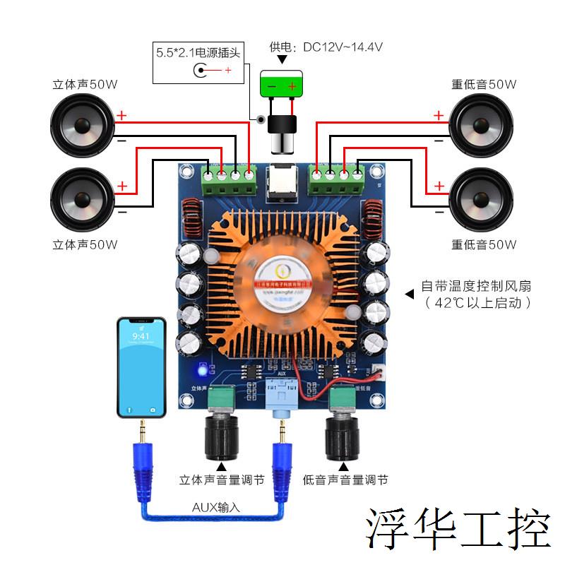 XH-A372大功率4声道输出功放板汽车级TDA7850数字功放板4*50W