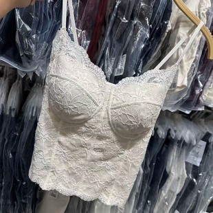 2025秋冬新款 蕾丝吊带女马甲线内搭带胸垫固定杯打底背心 性感法式
