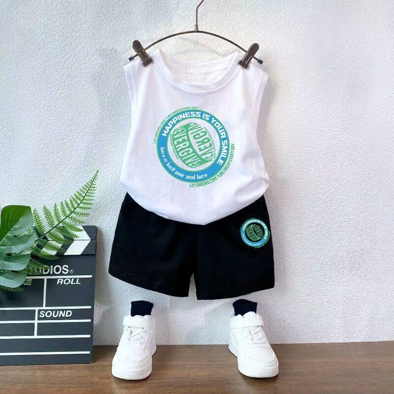 儿童套装男童短裤背心新款夏装纯棉无袖运动衣服帅气男孩中小童装