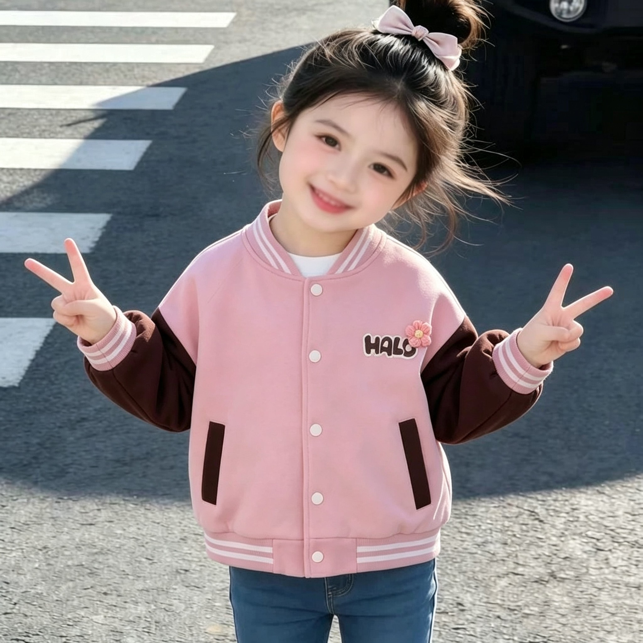 女童棒球服外套2026新款洋气时髦儿童春款休闲潮酷夹克衣女孩上衣