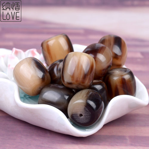 纳悟西藏牦牛角桶珠散珠佛珠配件