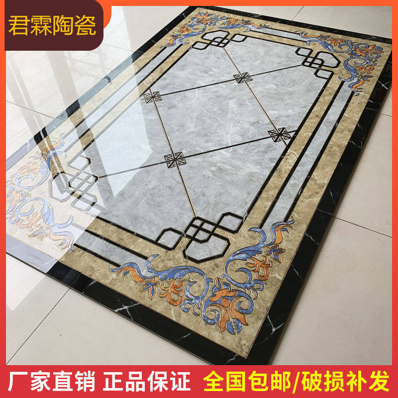 客厅微晶石拼花地砖800x800 欧式餐厅地毯花抛晶砖过道玄关瓷砖