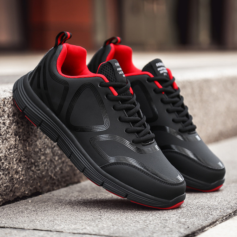 喜得龙男鞋运动鞋2023春季新款鞋子皮面防水跑鞋轻便男士跑步鞋