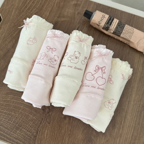 5条装7A抗菌A类纯棉内裤女加长裆