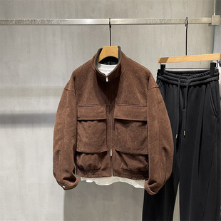 美式潮牌工装风立领短款羽绒服男士冬季新款90白鸭绒保暖外套夹克