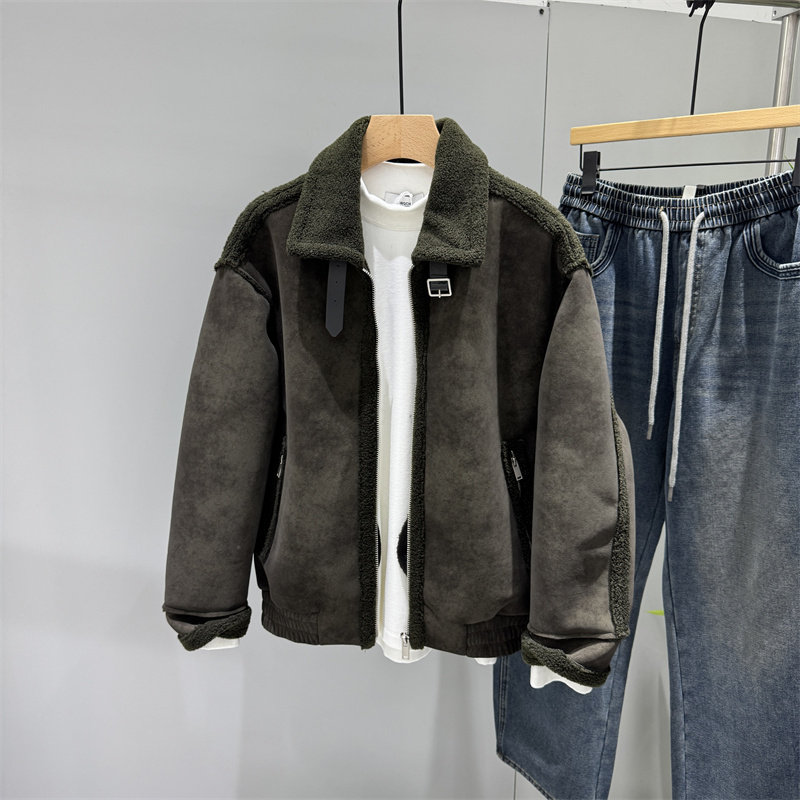 皮毛一体麂皮绒外套男冬季美拉德加厚羊羔毛夹克男士宽松休闲皮衣,男装,夹克,淘宝优惠券,粉丝福利购,淘宝优惠卷