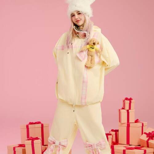 万科松花湖/北大湖雪服租赁SWAGLI小熊黄色滑雪服单板双板品牌