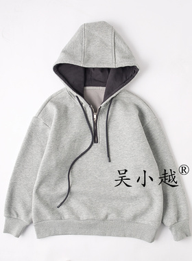 吴小越w1814男童连帽加绒卫衣秋冬新款韩版宽松儿童上衣男孩冬装