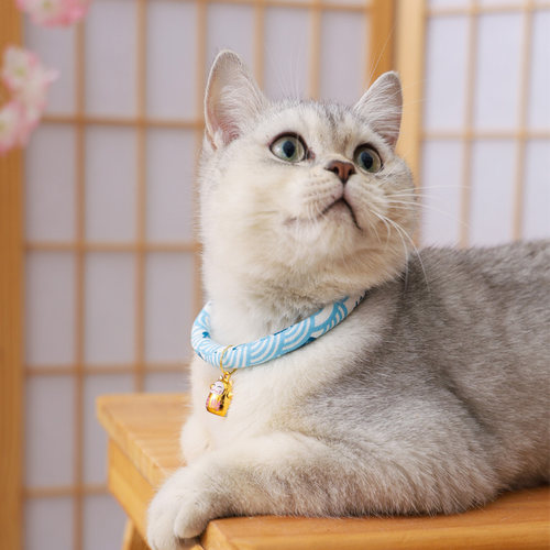 日式和风猫咪项圈带铃铛杭伊宠物