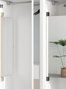 衣柜镜子内装隐形旋转试衣镜全身折叠平开门穿衣镜内置对开门推拉
