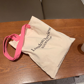 London Review伦敦书店彩色肩带帆布包撞色学生包包休闲托特包女