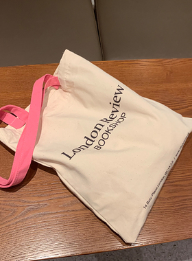London Review伦敦书店彩色肩带帆布包撞色学生包包休闲托特包女