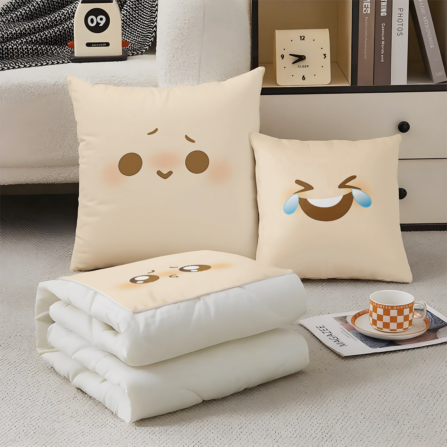 蛋仔可爱脸抱枕超软两用多功能空调被办公抱枕被子二合一被子,居家布艺,抱枕被,淘宝优惠券,粉丝福利购,淘宝优惠卷