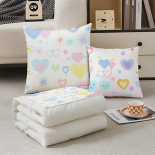 蒸汽波爱心抱枕两用多功能空调被办公抱枕被子二合一被子