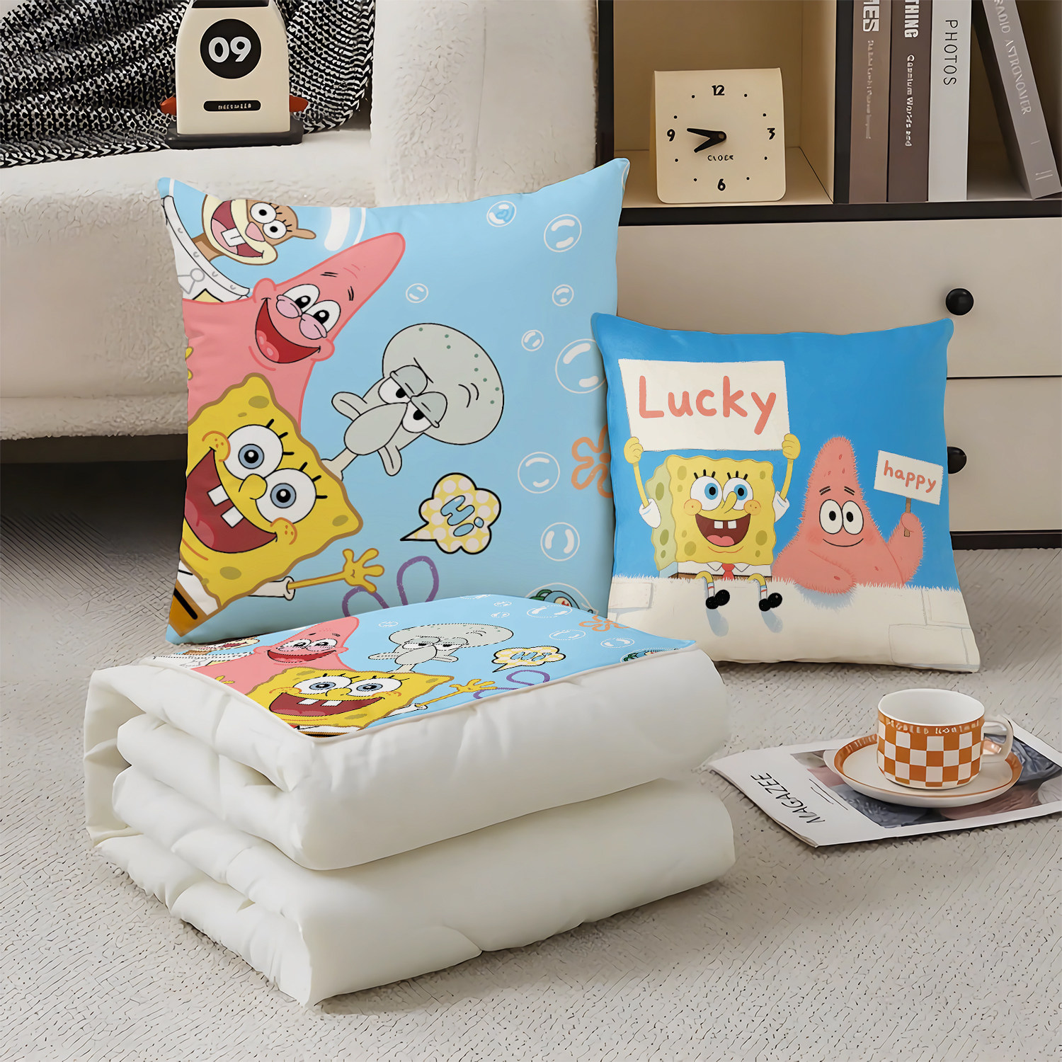 海绵宝宝抱枕超软两用多功能空调被办公抱枕被子二合一被子卡通,居家布艺,抱枕被,淘宝优惠券,粉丝福利购,淘宝优惠卷