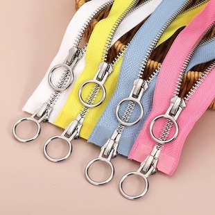 高档5号双头双开金属铜拉链亮白金齿牙羽绒服衣服外套拉锁配件