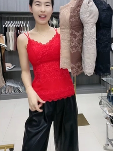 德绒新款性感蕾丝秋冬保暖吊带背心胸垫抹胸加绒美背打底内衣上衣