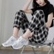 灯笼裤 网红潮流高腰格子哈伦裤 女春夏秋休闲宽松显瘦百搭束脚卫裤