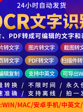 拍照图片扫描件PDF转Word excel转换器OCR识别文字转换器提取软件