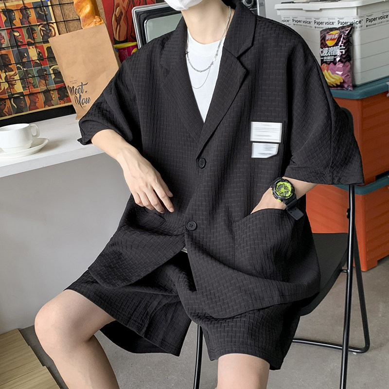 港风华夫格休闲痞帅套装TZ64-P65,男装西服套装,星座313A(原308A-2)