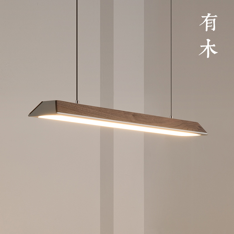 日式长条极简实木吊灯