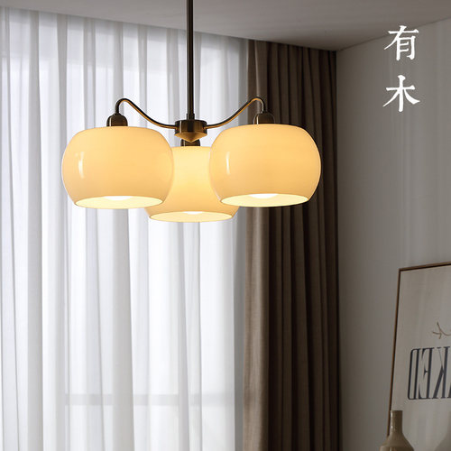 有木云山吊灯北欧中古灯三头吊灯客厅卧室简约现代包豪斯餐厅灯具