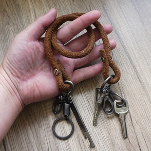 欧美复古手工牦牛皮裤链男款朋克嘻哈街头个性防盗钥匙扣腰链
