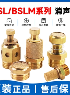 亚德客铜消声器BSL/BSLM01/02/03/04/06/08/M5消音器降噪宝塔型