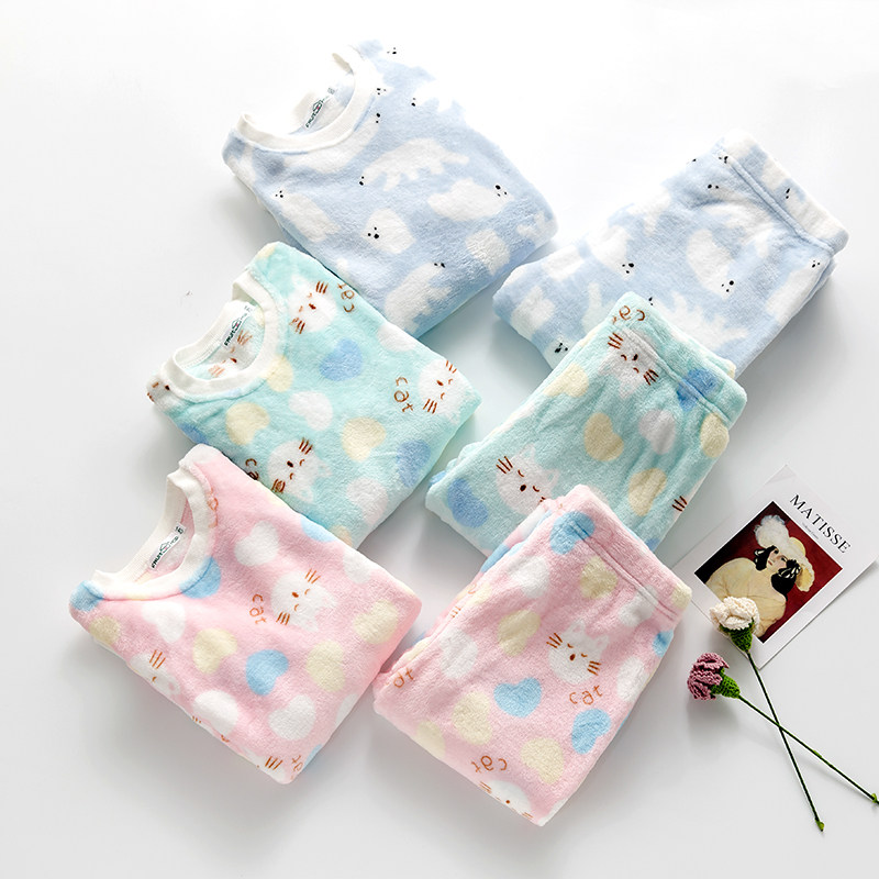 儿童秋冬季珊瑚绒卡通睡衣套装男女童春秋法兰绒家居服两件套,童装/婴儿装/亲子装,家居服套装,淘宝优惠券,粉丝福利购,淘宝优惠卷