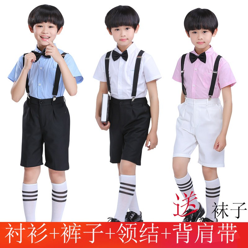 男童短袖儿童学生礼服套装白衬衫