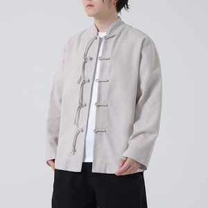 唐装春夏风古风棉麻汉服盘扣亚麻长袖衬衫A321-1-C633-P75图片