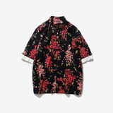 风短袖花衬衫碎花沙滩衬衣盘扣大码唐装A321-1-C613-P50，男装衬衫，电商A321-1（原钱塘6020）